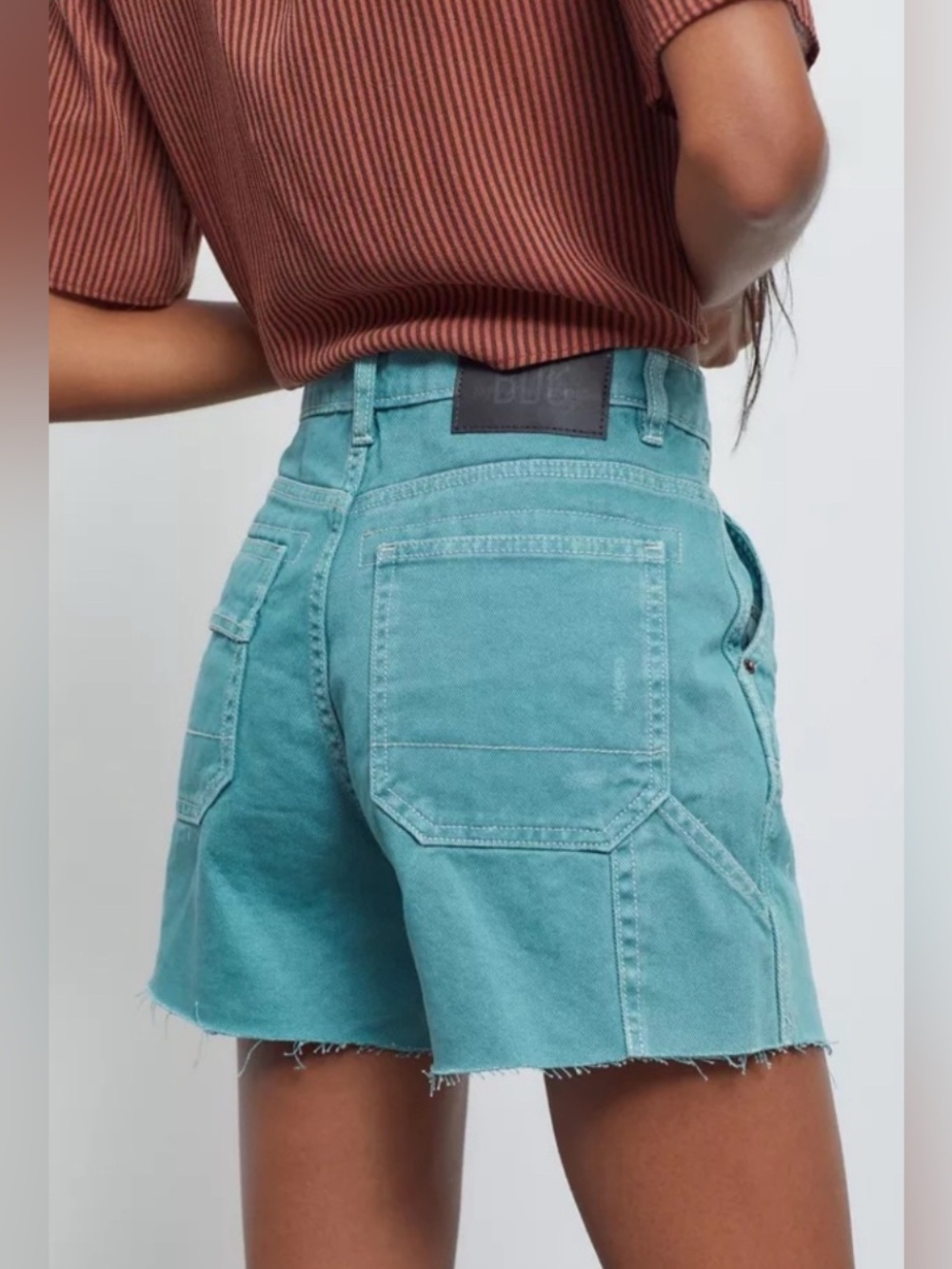 BDG Cut Off Carpenter Denim Shorts Size 26 Green High Rise Urban Outfitters